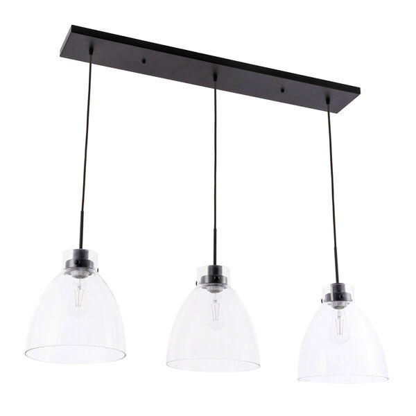 Frey Black Three-Light Pendant with Clear Glass, image 5