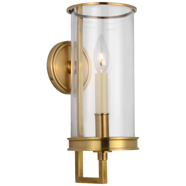 Glendon Small Hurricane Sconce in Antique-Burnished Brass with Clear Glass by Chapman  and  Myers, image 1