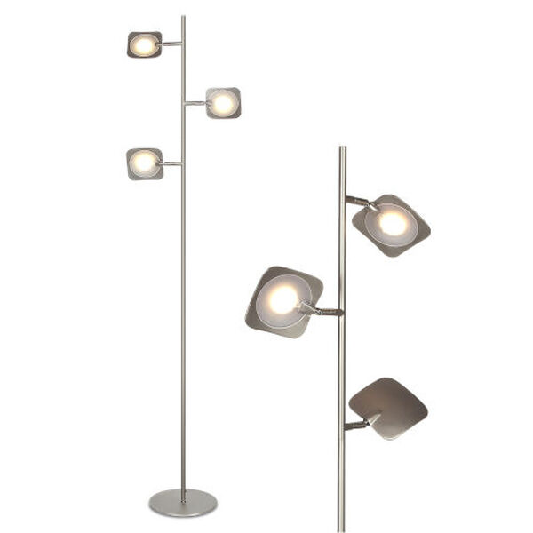Tree Nickel Three-Light Integrated LED Floor Lamp, image 1