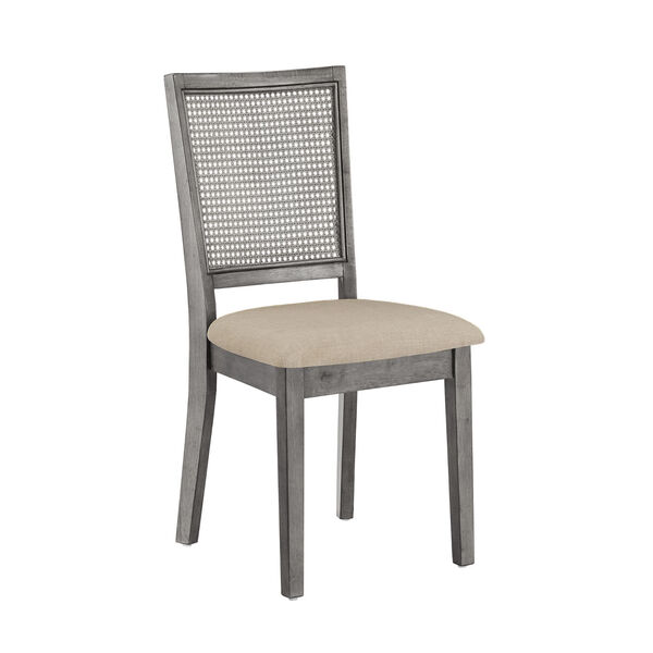Caroline Beige and Gray Rattan Back Dining Chair, Set of Two, image 1