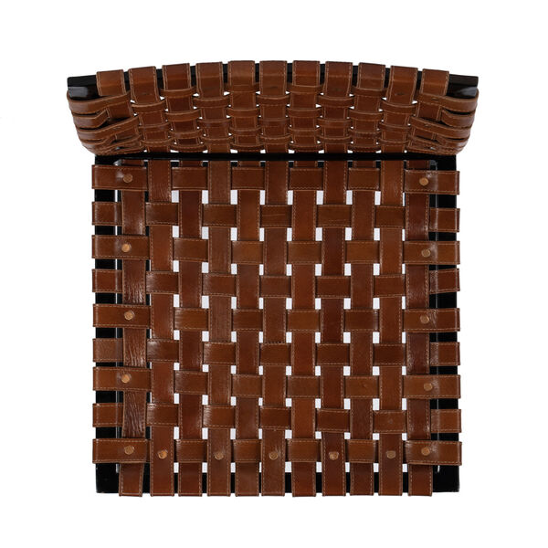 Urban Brown Woven Leather Bar Stool, image 6
