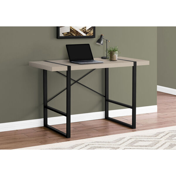 Taupe and Black 24-Inch Rectangular Computer Desk, image 2