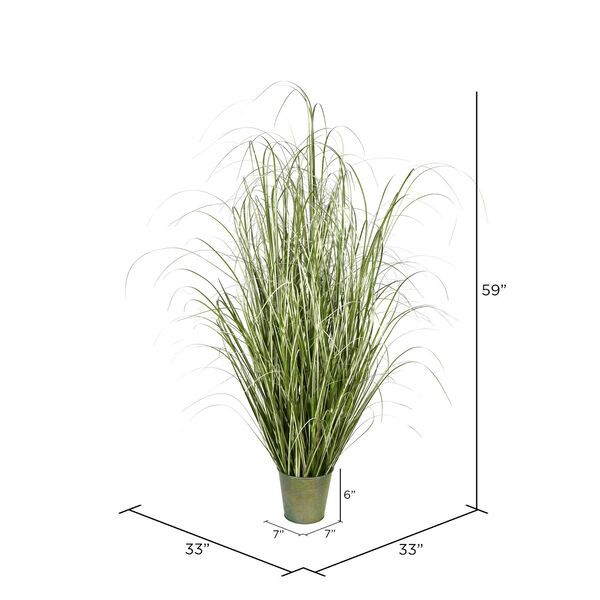 Green 59-Inch Grass with Iron Pot, image 2