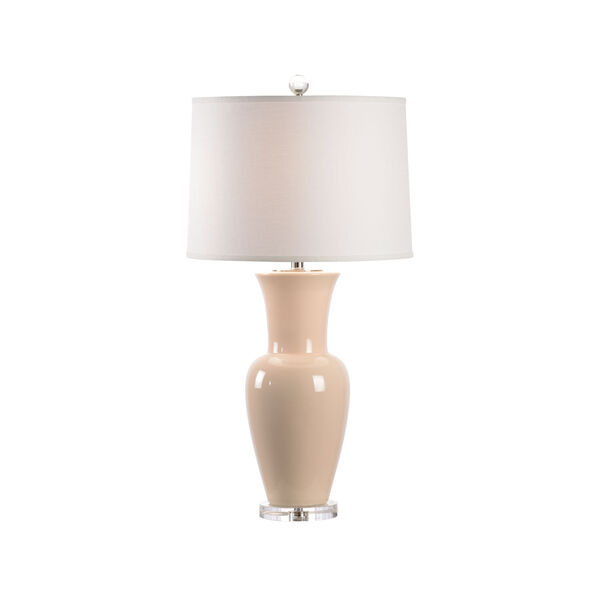 Pink Glaze and Clear One-Light Ceramic Table Lamp, image 1