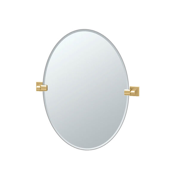 Elevate 26.5 Inch Frameless Oval Mirror in Brushed Brass, image 1