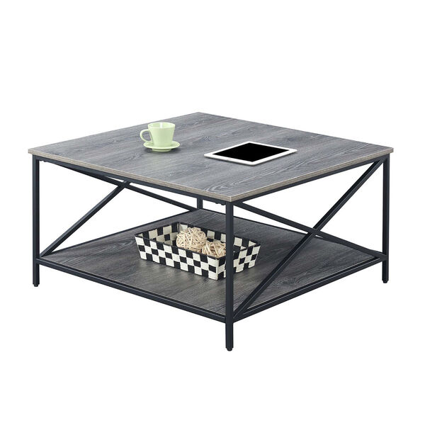 Tucson Weathered Gray and Black 32-Inch Square Coffee Table, image 2