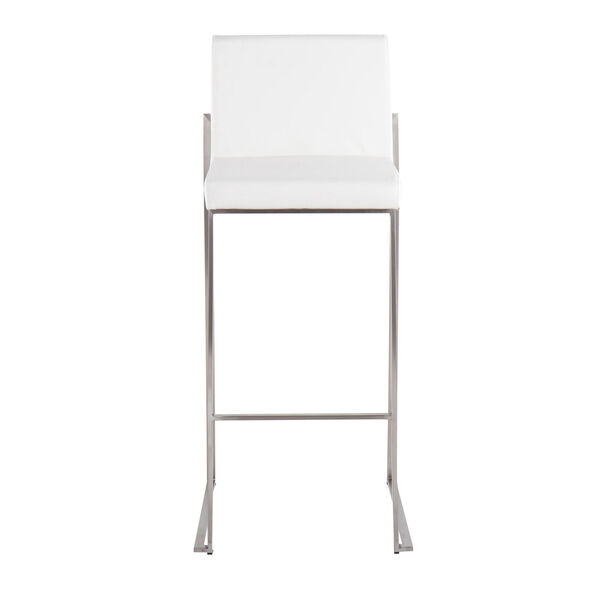Fuji Stainless Steel and White High Back Bar Stool, Set of 2, image 6