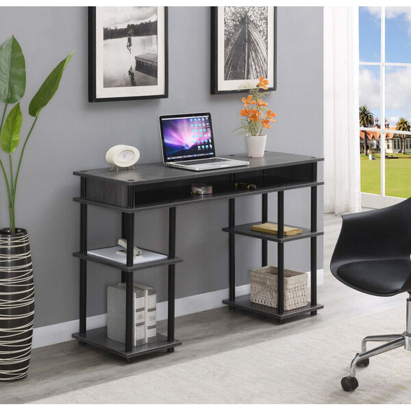 Designs2Go Charcoal Gray and Black Student Desk, image 3