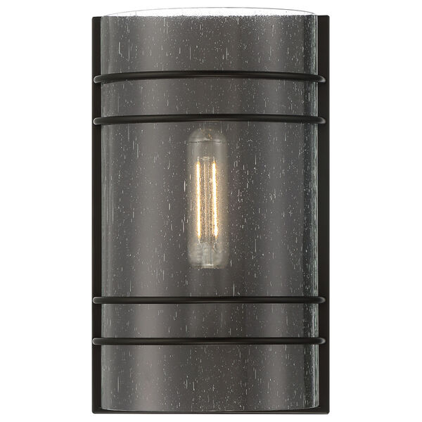 Artemis Matte Black Two-Light Wall Sconce with Seeded Glass, image 2