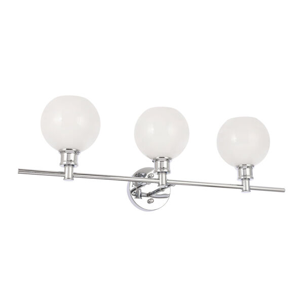 Collier Chrome Three-Light Bath Vanity with Frosted White Glass, image 5