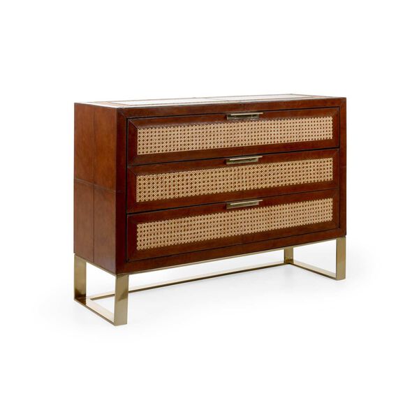 Cognac and Polished Brass Under The Canvas Chest, image 1