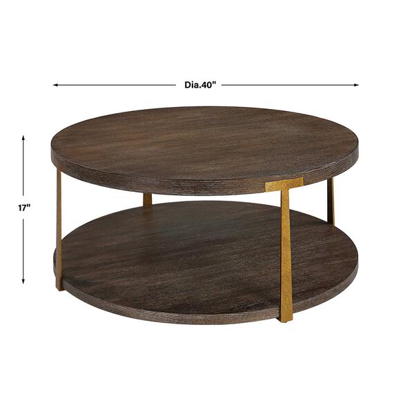 Palisade Rich Coffee and Natural Round Wood Coffee Table, image 3