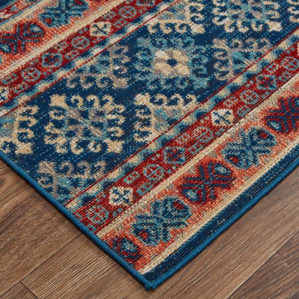 Nolan Farmhouse Diamond Blue Red Ivory Rectangular 4 Ft. 3 In. x 6 Ft. 3 In. Area Rug, image 5