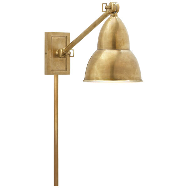 French Library Single Arm Wall Lamp in Hand-Rubbed Antique Brass by Studio VC, image 1