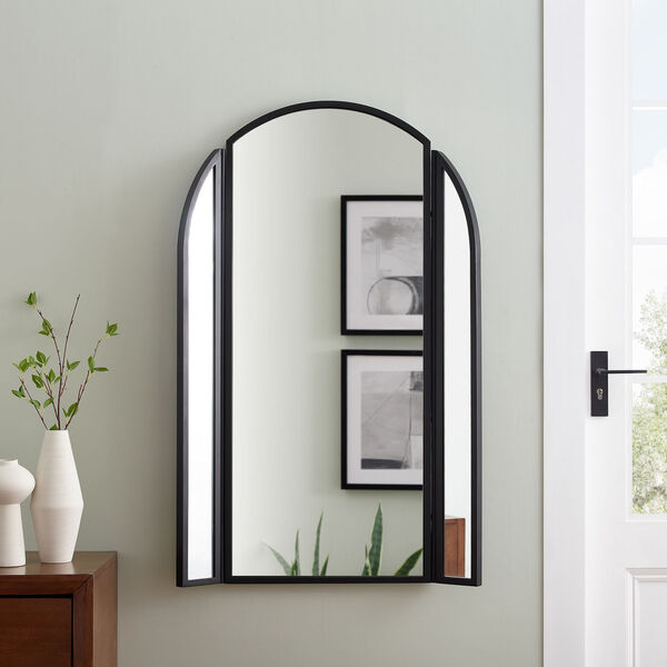 Dottie Black 48-Inch Arched Wall Mirror with Hinging Sides, image 1