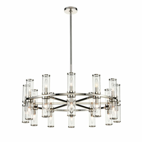 Revolve Polished Nickel 24-Light Chandelier with Clear Glass, image 1