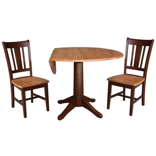 Cinnamon and Espresso 42-Inch Round Top Pedestal Table with Chairs, 3-Piece, image 1
