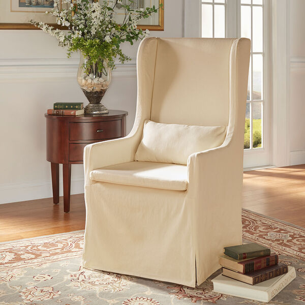 Lisle Cream White Slipcover Wingback Host Chair, image 6