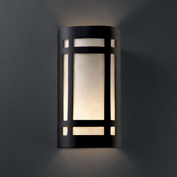 Ambiance Carbon Matte Black Eight-Inch Craftsman Window Closed Top and Bottom LED Outdoor Wall Sconce, image 2