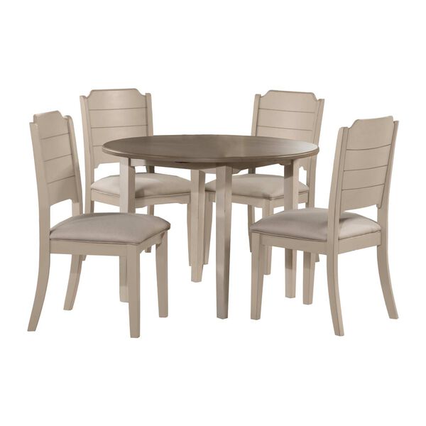 Clarion Sea White Wood Five-Piece Round Drop Leaf Dining with Side Chairs, image 1