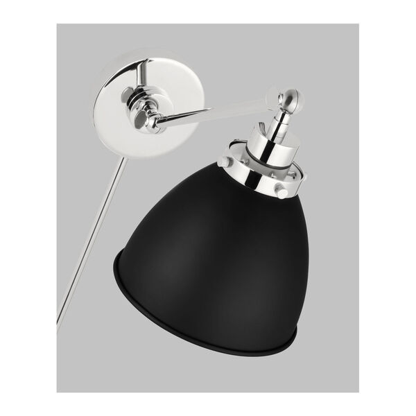 Wellfleet Midnight Black and Polished Nickel One-Light Single Arm Dome Task Sconce, image 4