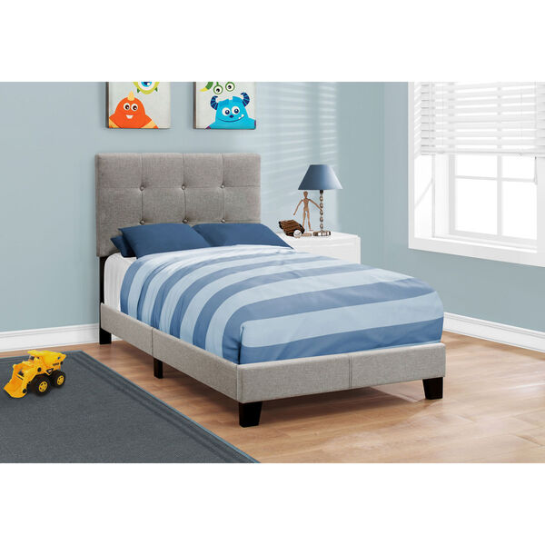 Grey Linen Twin Size Bed, image 1