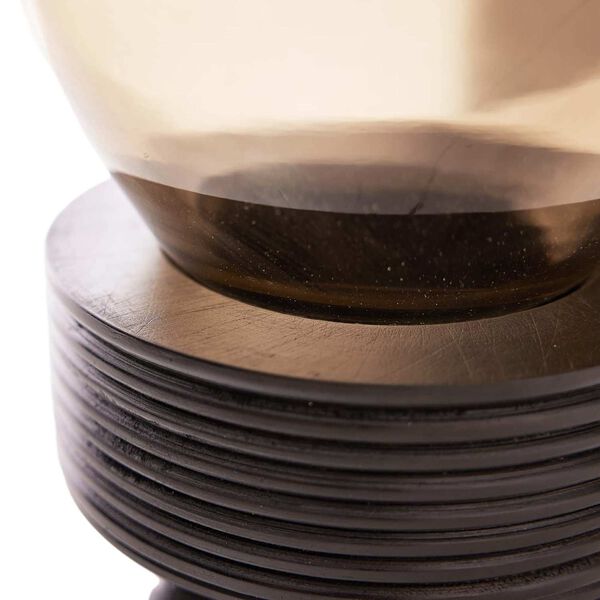 Wendell Smoke Glass Ebony Wood Vase, image 6