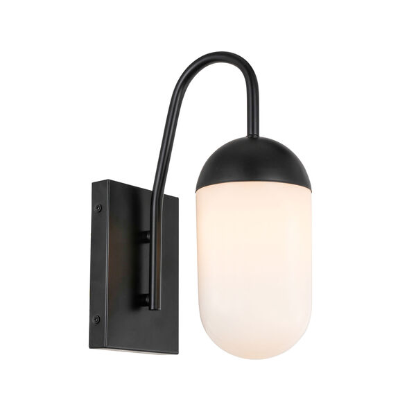 Kace Black One-Light Wall Sconce with Frosted White Glass, image 1