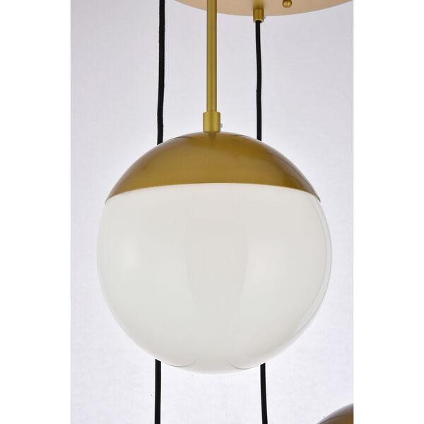 Eclipse Brass and Frosted White 18-Inch Five-Light Pendant, image 4