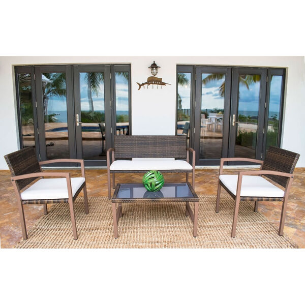 Andros Four-Piece Patio Settee with Cabana Regatta Cushions, image 2