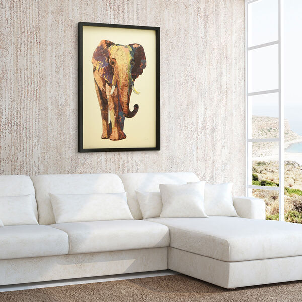 Black Framed Elephant Dimensional Collage Graphic Glass Wall Art, image 4