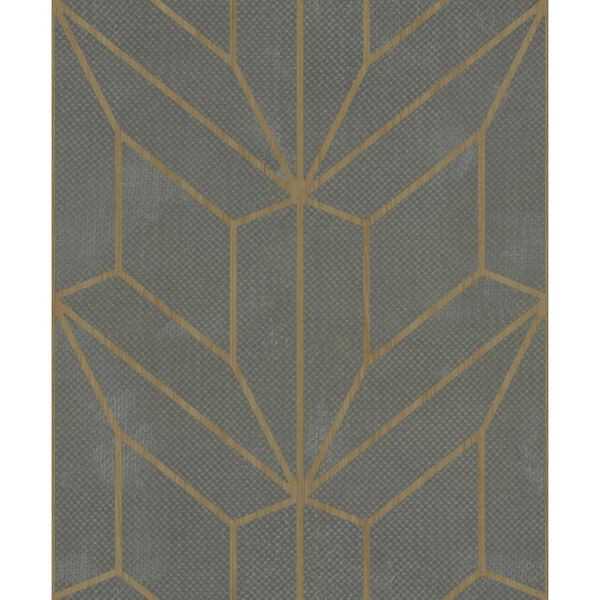 Mixed Materials Gray and Wood Geometric Wallpaper, image 1