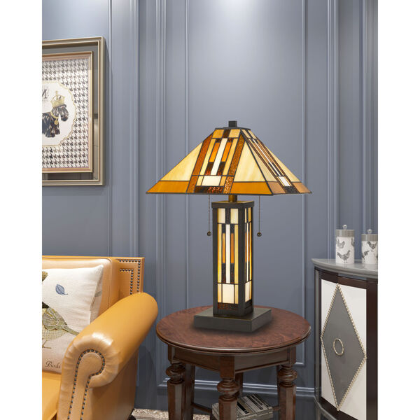 Tiffany Dark Bronze Three-Light Table Lamp, image 2