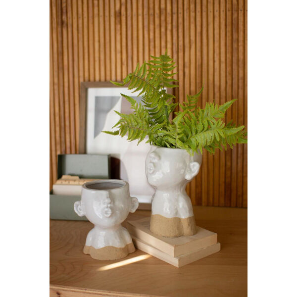 White Ceramic Smooching Planter, Set of Two, image 1
