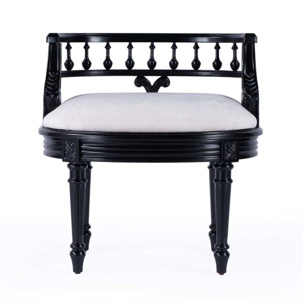 Hathaway Black Licorice Upholstered Vanity Seat, image 3