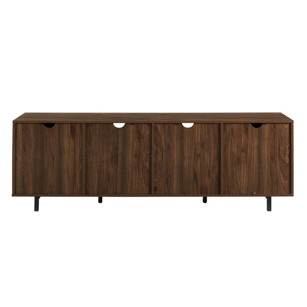 Dark Walnut TV Stand with Four Grooved Doors, image 5