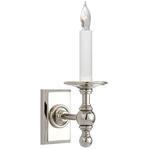 Single Library Classic Sconce in Polished Nickel by Chapman and Myers, image 1