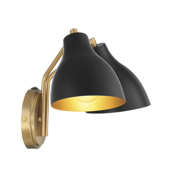 Chelsea Matte Black with Natural Brass 10-Inch Two-light Wall Sconce, image 5