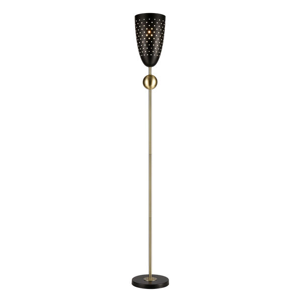 Amulet Black and Antique Brass One-Light Floor Lamp, image 1