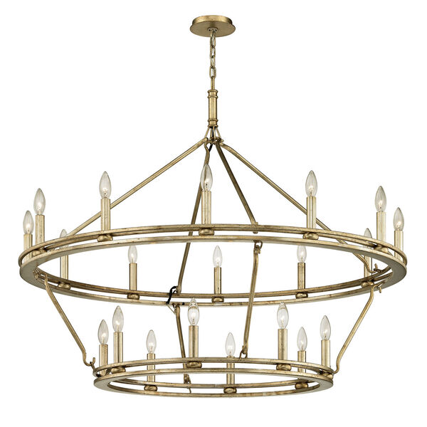 Amberley Champagne Silver Leaf 44-Inch 20-Light Chandelier, image 1