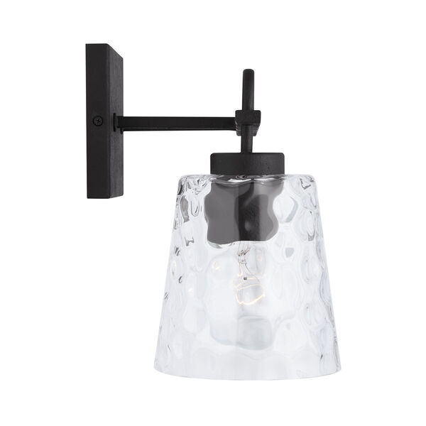Black Iron Two-Light Bath Vanity with Clear Water Glass, image 5
