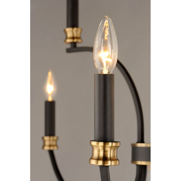 Charlton Black and Antique Brass Nine-Light LED Chandelier, image 4