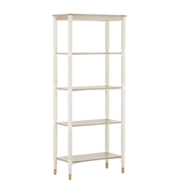 Aster Off White and Brass 74-Inch Etagere, image 1