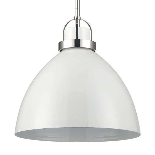 Somerville Gloss White and Polished Nickel One-Light Pendant, image 4