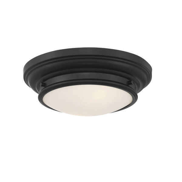 Whittier Matte Black Two-Light Flush Mount with Round Glass, image 3