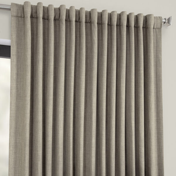 Grey Faux Linen Extra Wide Blackout Curtain Single Panel, image 4