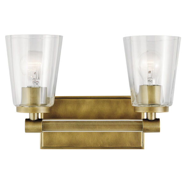 Audrea Natural Brass 14-Inch Two-Light Bath Light, image 1