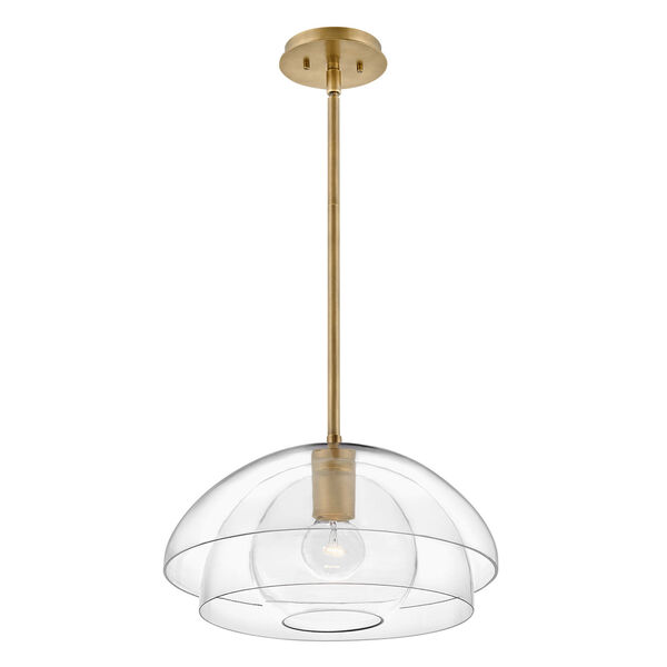 Lotus Heritage Brass One-Light Foyer Convertible Semi-Flush Mount With Clear Glass, image 3