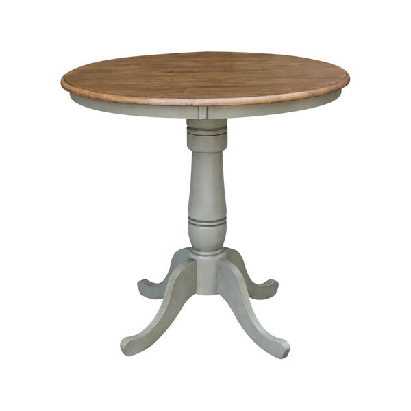 San Remo Hickory and Stone 36-Inch Round Pedestal Gathering Height Table With Two Counter Height Stools, Three-Piece, image 4