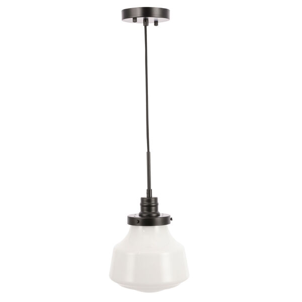 Lyle Black Eight-Inch One-Light Mini Pendant with Frosted White Glass, image 3